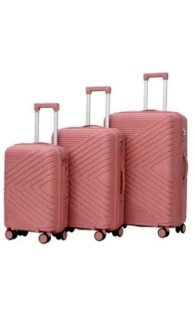 Set de Maletas Rígidas Rosa Texturadas – 3 Piezas con Ruedas 360°