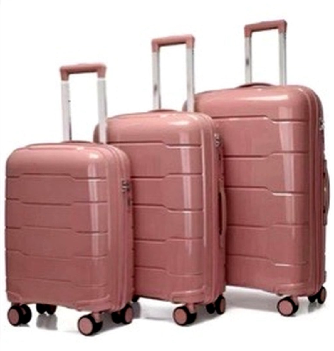 Set de Maletas Rígidas Rosa Brillante – 3 Piezas con 4 Ruedas 360