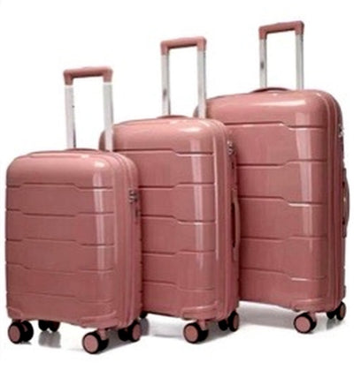 Set de Maletas Rígidas Rosa Brillante – 3 Piezas con 4 Ruedas 360