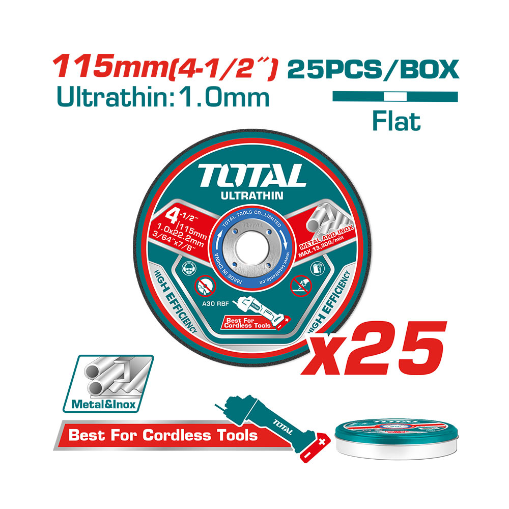 Set de 25 Discos de Corte Ultra Finos de 115mm para Metal y Acero Inoxidable - Cortes Rápidos y Limpios
