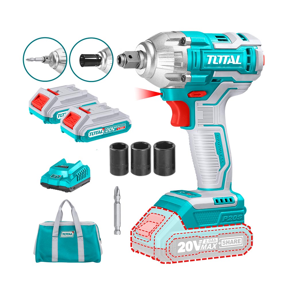 Potente Llave de Impacto Inalámbrica Profesional 1/2" Brushless 20V con Adaptador Atornillador - ¡Máxima Eficiencia!